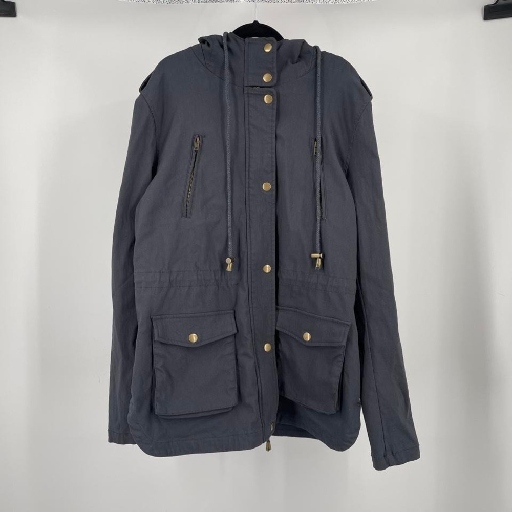 Eden‎ Society Military Parka Jacket Medium Gray Zip Button Utility Gorpcore